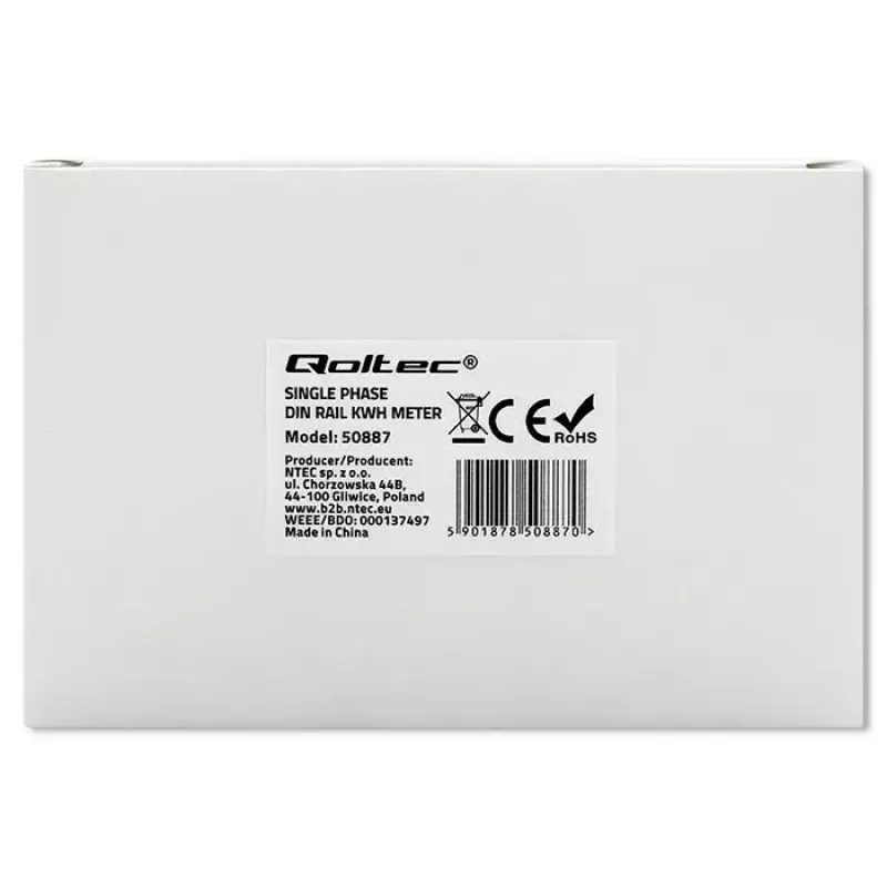 Jednofázový elektromer QOLTEC 50887 1-fázový 230V LCD tenký