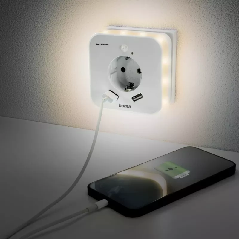 Zásuvné nočné svetlo Hama 00223507 teplá biela LED 3000K