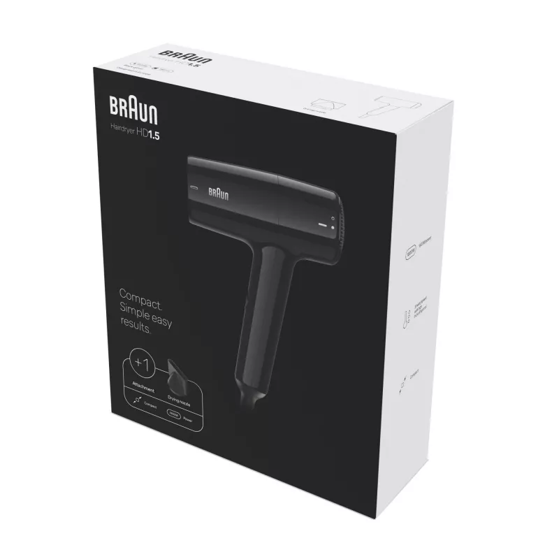Fén BRAUN BRHD150E 1500W kompaktný dizajn, 1500 W, sklápacia rukoväť
