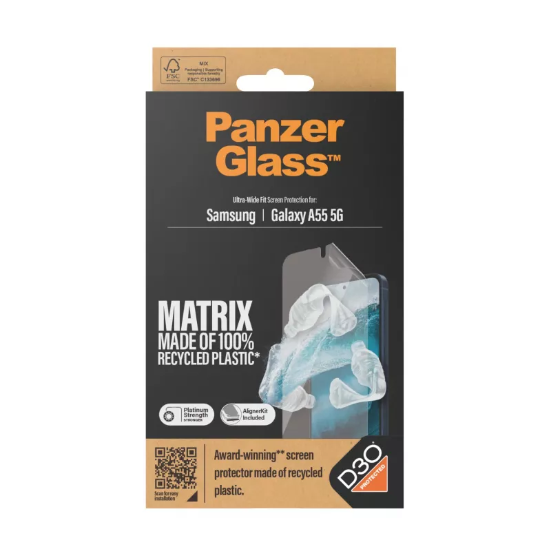 PanzerGlass ® ECO MATRIX ochrana displeja Samsung Galaxy A55 5G | Ultra-Wide Fit s AlignerKit