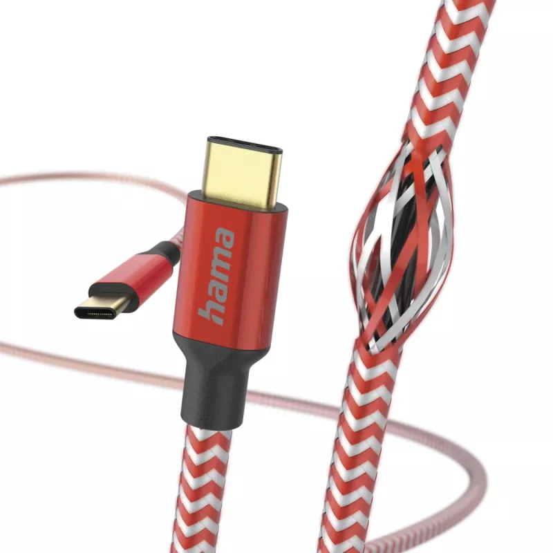 Hama Reflective USB kábel USB 2.0 1,5 m USB C červený