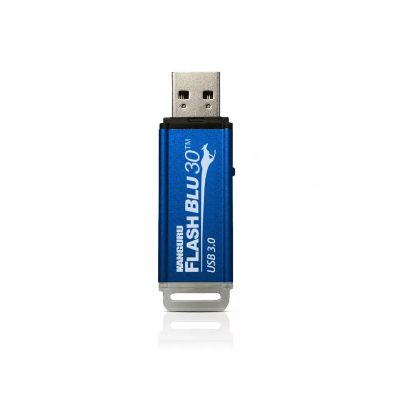 Kanguru FlashBlu30 SuperSpeed USB3.0 64 GB | bezpečný USB kľúč | fyzický prepínač ochrany proti zápisu | kompatibilný s Windows „ReadyBoost“
