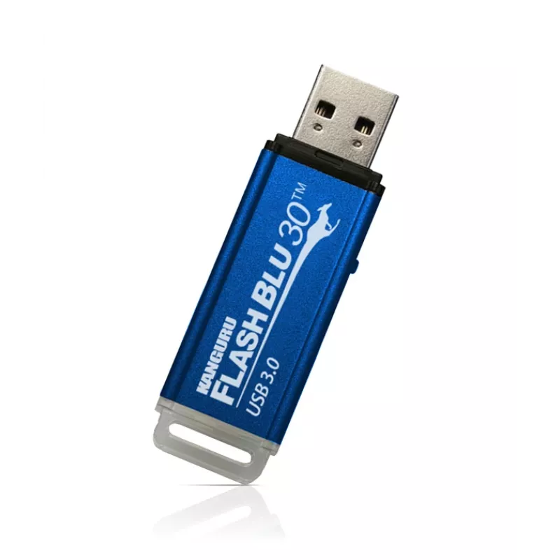 Kanguru FlashBlu30 SuperSpeed USB3.0 64 GB | bezpečný USB kľúč | fyzický prepínač ochrany proti zápisu | kompatibilný s Windows „ReadyBoost“