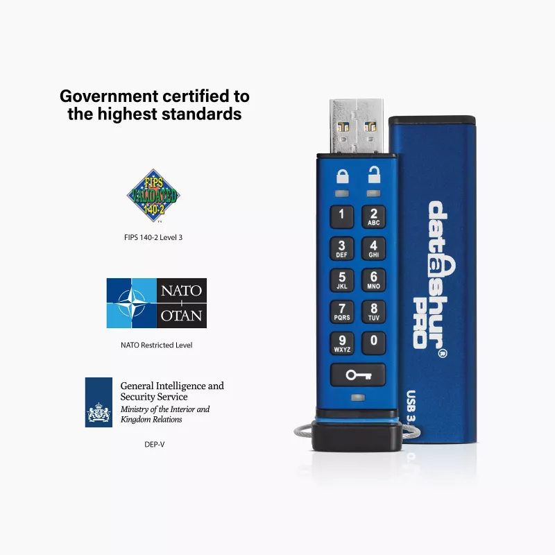 iStorage datAshur PRO 256-bit 32 GB USB 3.0 bezpečne šifrovaný flash disk IS-FL-DA3-256-32