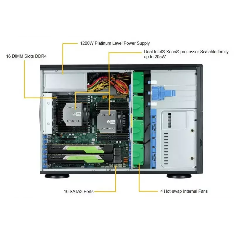 Počítačová skriňa Supermicro SuperWorkstation 7049A-T Rack 4U čierna