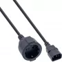InLine napájací kábel, C14 na zásuvku ochranného kontaktu, čierny, 3m