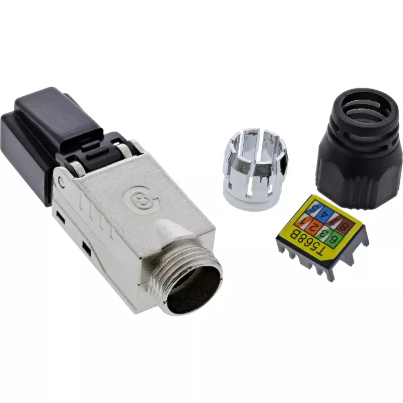 InLine RJ45 konektor samec Kat.8.1 2000MHz, konfigurovateľný v teréne, tienený, s skrutkovacím krytom