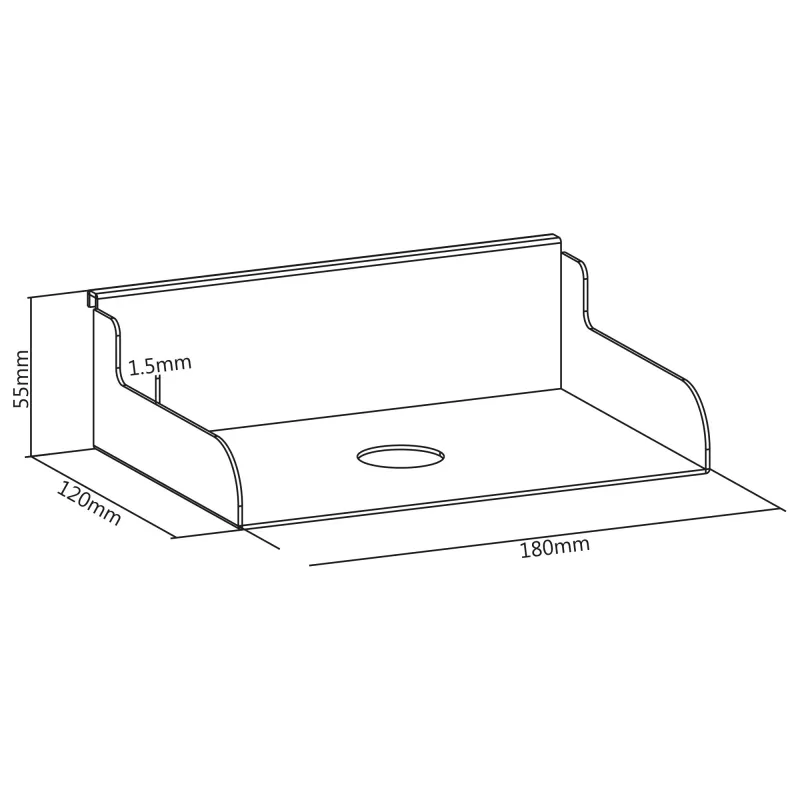 InLine 23182A polica Slatwall malá, oceľová, 180 x 120 x 55 mm, nosnosť 3 kg, biela
