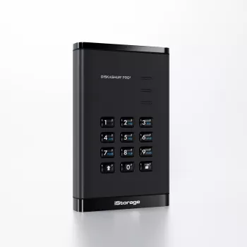 iStorage diskAshur PRO³ SSD 1 TB | bezpečný prenosný SSD | FIPS 140-3 Level 3 kompatibilný | AES-XTS 256-bit hardvérové šifrovanie | chránený PIN kódom | nezávislý od operačného systému a platformy | GDPR, TAA kompatibilný | ochrana proti brute-force útokom | odolný proti prachu a vode
