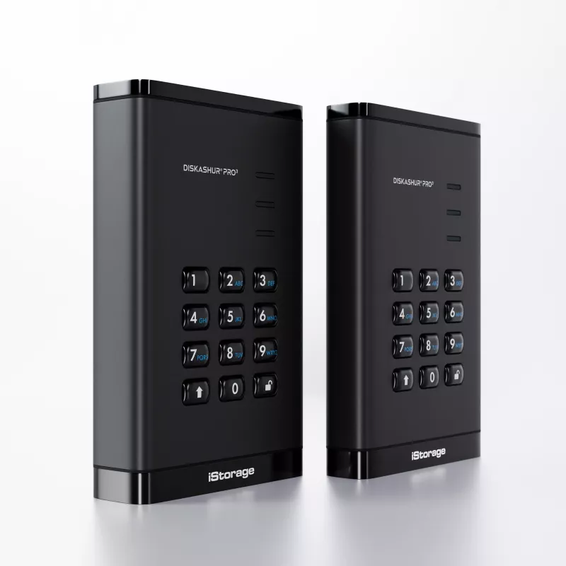 iStorage diskAshur PRO3 IS-DAP3-256-SSD-1000-F šifrovaný prenosný SSD 1 TB, USB 3.2 Gen 1 USB-C, AES-XTS 256-bitový, FIPS 197, v súlade s TAA