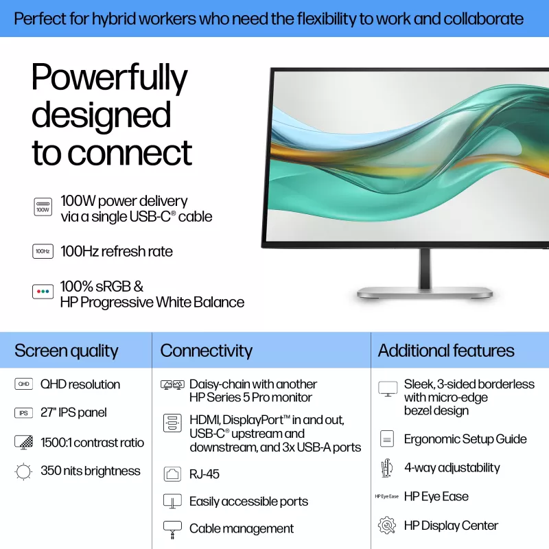 HP Series 5 Pro 27 palcov QHD USB-C monitor - 527pu