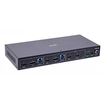 InLine 57885G KVM prepínač, 2-cestný, HDMI & DP, dva monitory, 4K60Hz, USB hub, čierny