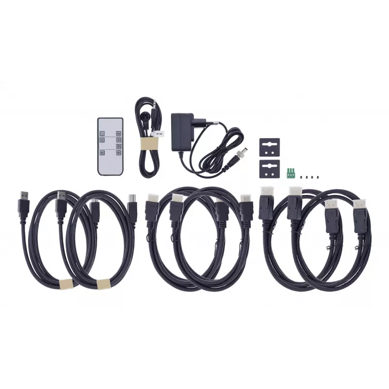InLine 57885G KVM prepínač, 2-cestný, HDMI & DP, dva monitory, 4K60Hz, USB hub, čierny
