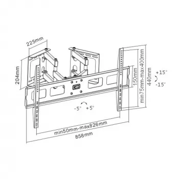 InLine rohový nástenný držiak pre TFT / LED / Plasma 37 palcov až 63 palcov do 60 kg
