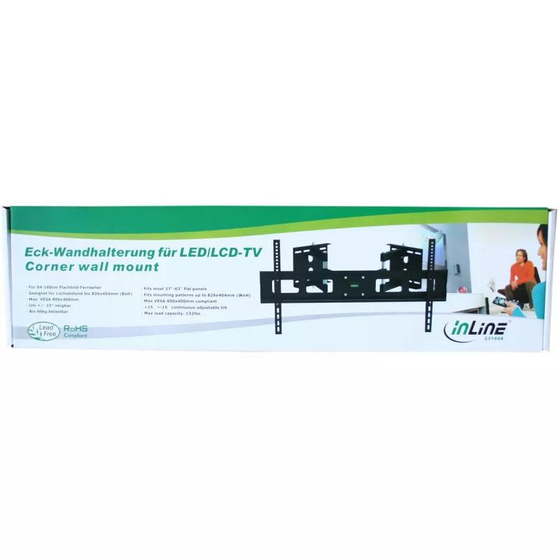 InLine rohový nástenný držiak pre TFT / LED / Plasma 37 palcov až 63 palcov do 60 kg