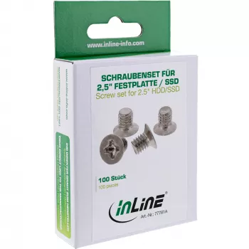 InLine skrutky pre 3,5-palcové HDD/SSD, 3 mm, zápustná hlava, strieborná, 100 ks