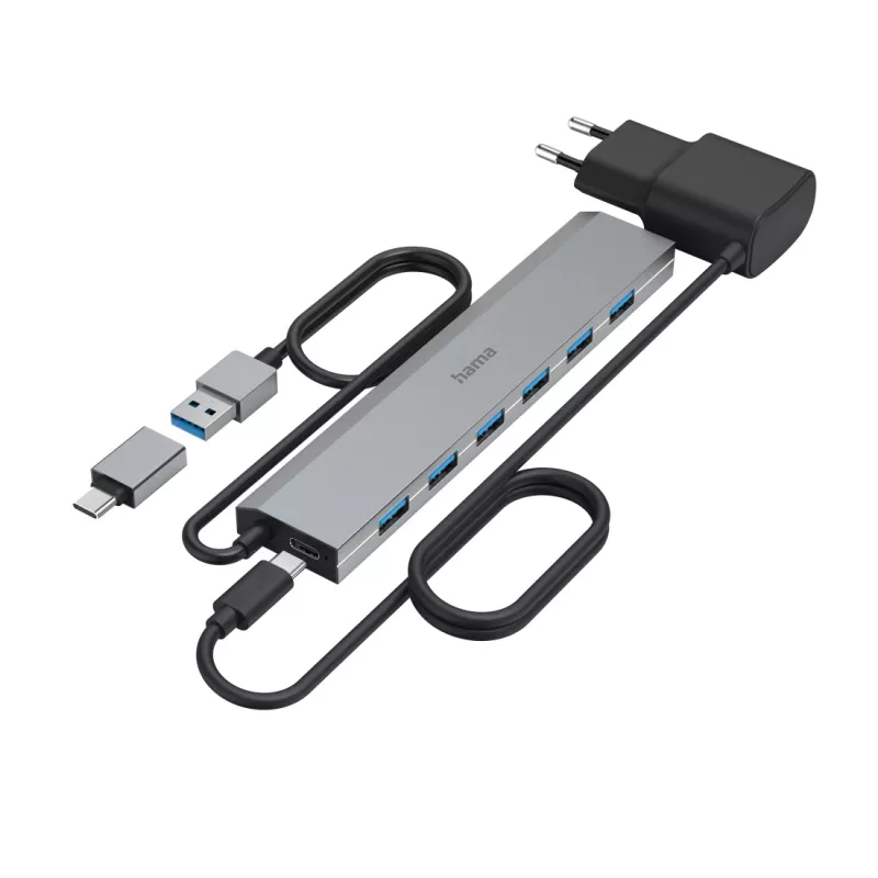 Hama 00200137 rozbočovač USB 3.2 Gen 1 (3.1 Gen 1) Type-A + Type-C 5000 Mbit/s antracit