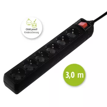Hama 137265 predlžovacia zásuvka 3 m 6 AC výstupov interiérová čierna