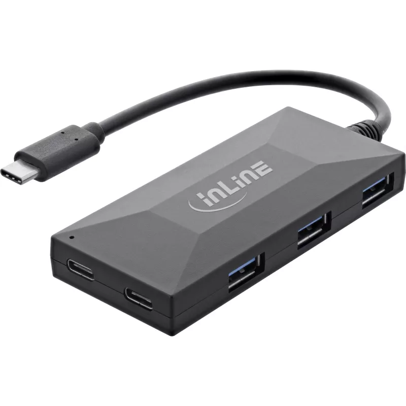 InLine USB 3.2 Gen.1 hub, USB-C na 2 porty USB-C a 3 porty USB-A, bez napájacieho zdroja