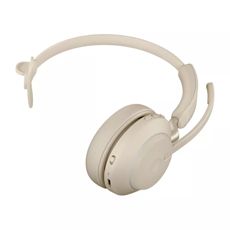 Jabra Evolve2 65 UC Mono 26599-889-888 headset s nabíjacím stojanom, na uši, konvertibilný, USB-C, béžový