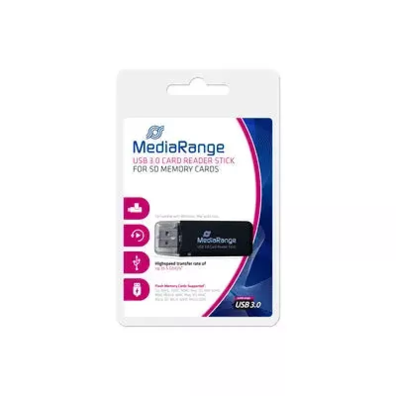 MediaRange MRCS507 USB 3.0 Čítačka pamäťových kariet v tvare kľúča, čierna