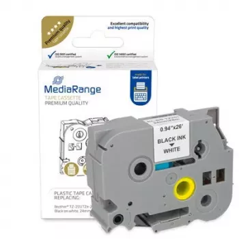 Plastová páska do kazety MediaRange TZ-251 24 mm 8 m čierna na bielom