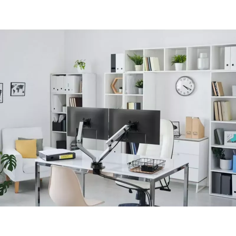 Durable SELECT PLUS Držiak monitora 509723 s ramenom pre 2 monitory, stolový držiak