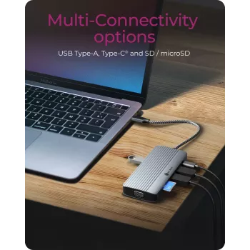 Dokovacia stanica ICY BOX IB-DK4040a-CPD — 10-in-1 USB-C, HDMI 4K60Hz, VGA, 3×USB-A, Gigabit-LAN, PD 100W, SD/MicroSD, hliník