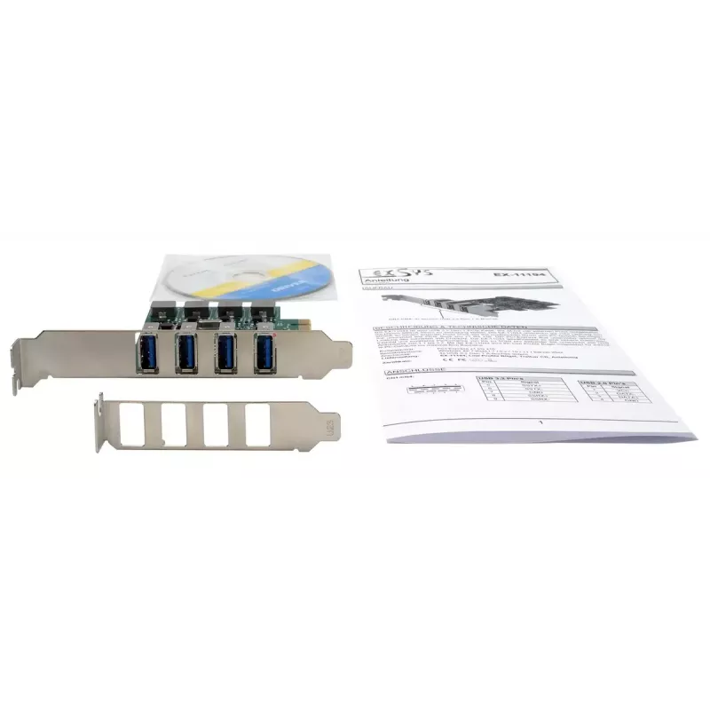EXSYS 4-portová USB 3.2 Gen 1 PCIe karta so Self-Power 3A Renesas