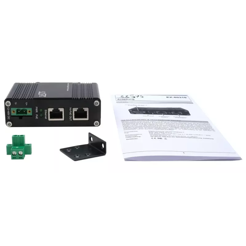 EXSYS PoE++ Gigabit injektor 60W -40 °C až +80 °C