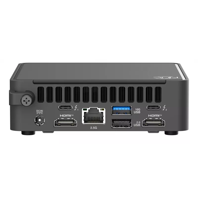 Mini PC barebone ASUS NUC 15 Pro čierny 240H — Intel Core Ultra 7 240H, DDR5 až do 96 GB, M.2 SSD až do 8 TB, Wi‑Fi 7, Bluetooth 5.4