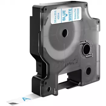 DYMO Authentic D1 popisovacie pásky | Modrý potlač na bielej páske | 9 mm x 7 m | Samolepiace etikety pre LabelManager popisovače | Vyrobené v Európe