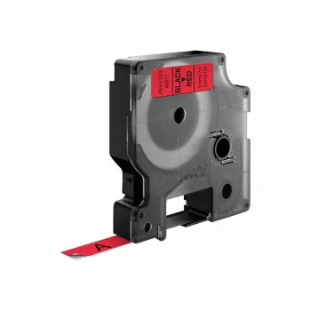 DYMO Authentic D1 etikety | Čierna potlač na červenej páske | 9 mm x 7 m | Samolepiace etikety pre LabelManager tlačiarne etikiet | Vyrobené v Európe