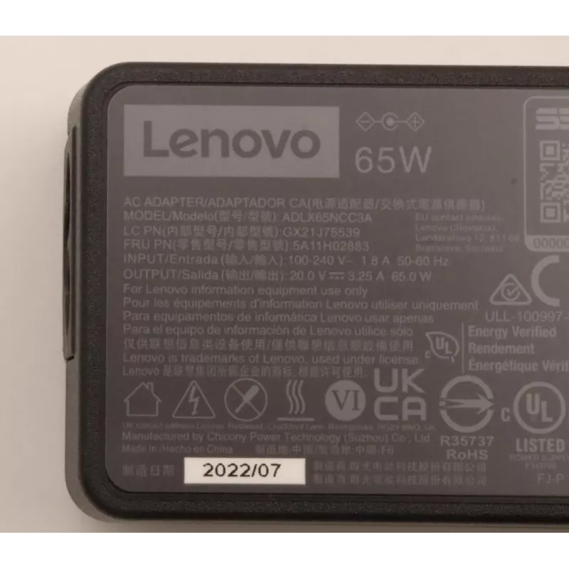Lenovo 5A11H02883 napájací zdroj interiérový 65 W čierny