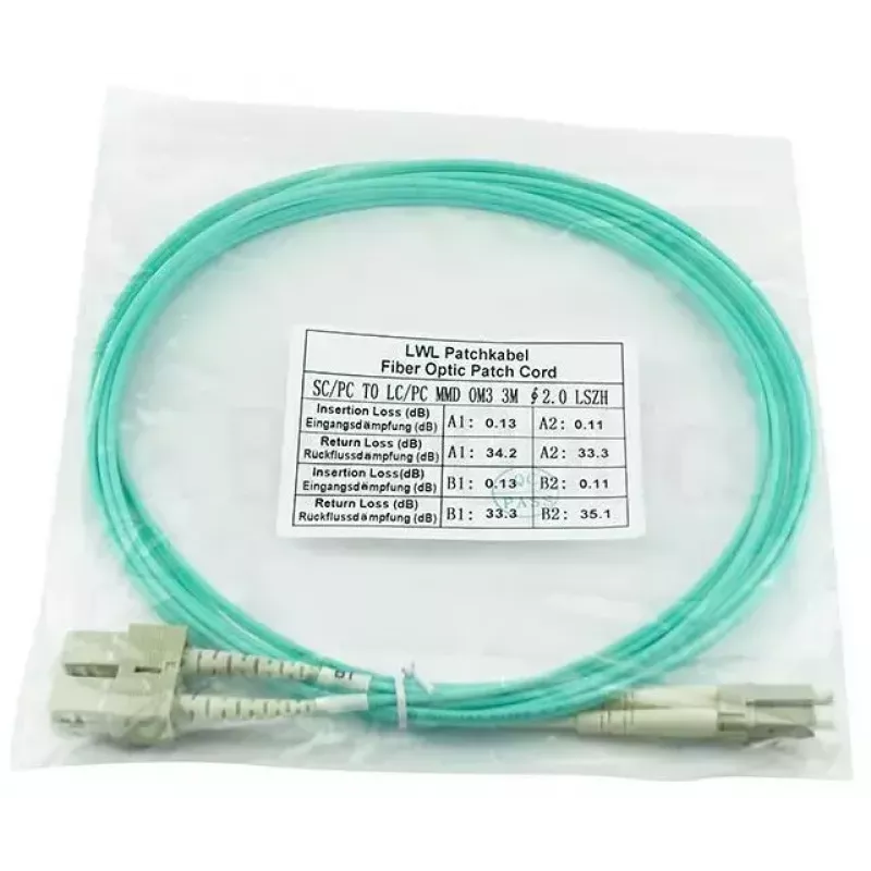 BlueOptics 055702T512000015M-BO Duplexný optický prepojovací kábel, LC/UPC na SC/UPC, OM3 50/125 µm, 15 m, béžový