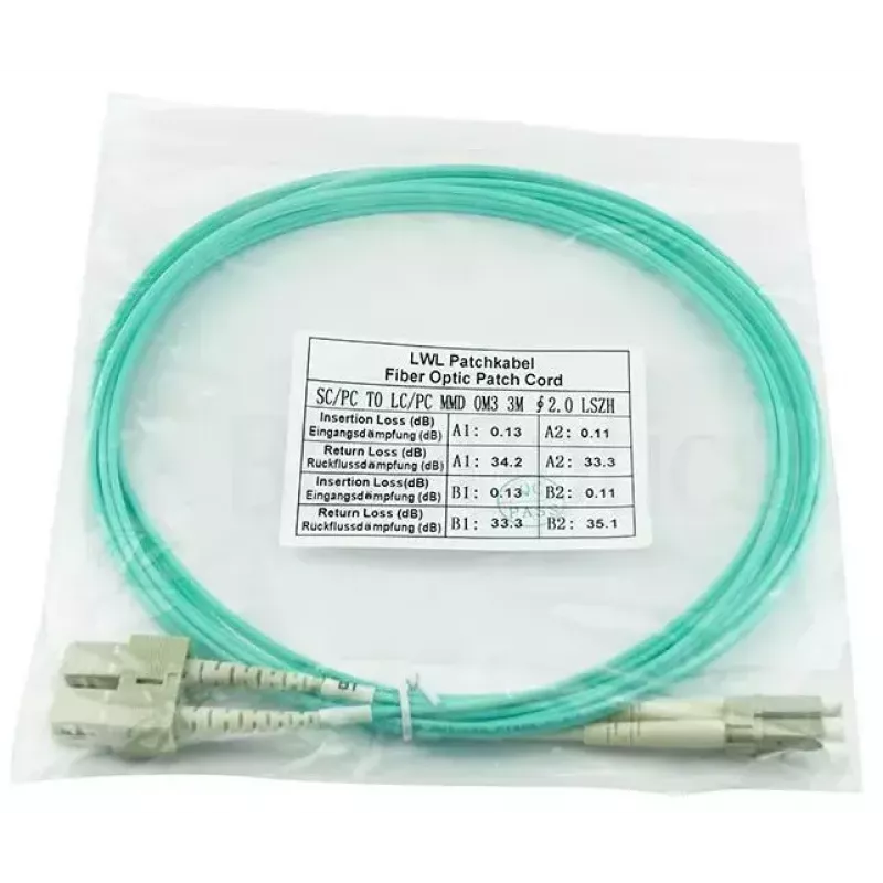 BlueOptics 055702T512000030M-BO Duplexný optický prepojovací kábel, LC/UPC na SC/UPC, OM3 50/125 µm, 30 m, béžový