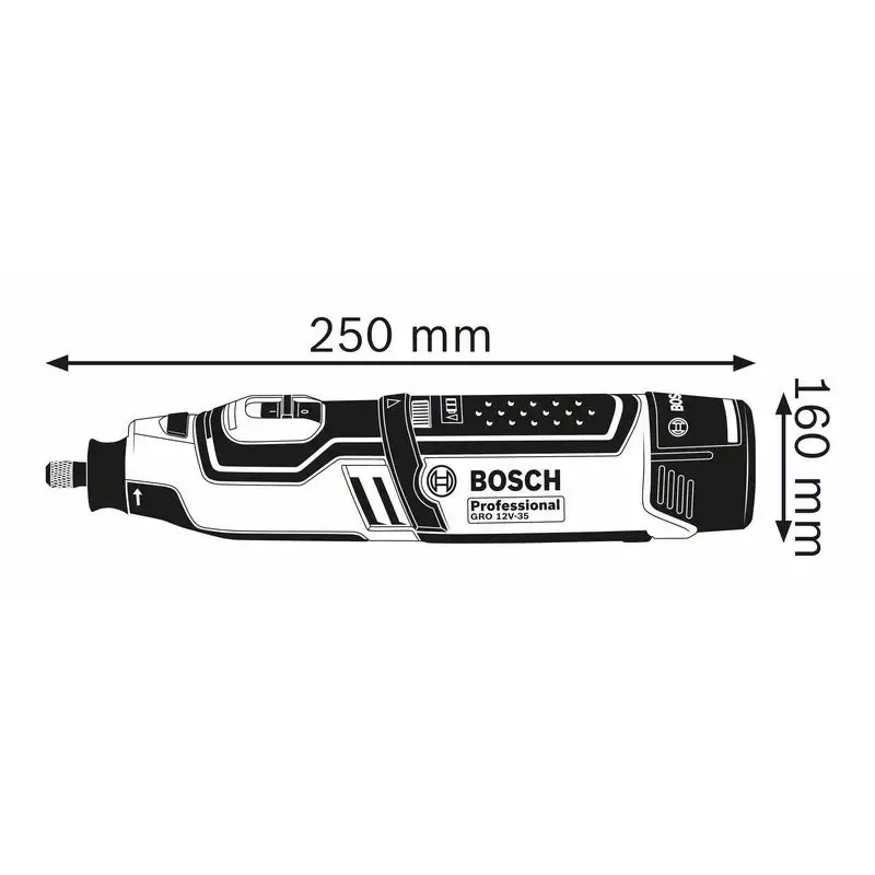 Bosch GRO 10.8 V-LI Professional Akumulátorové rotačné náradie, kliešťovina 3,2 mm, 2 akumulátory