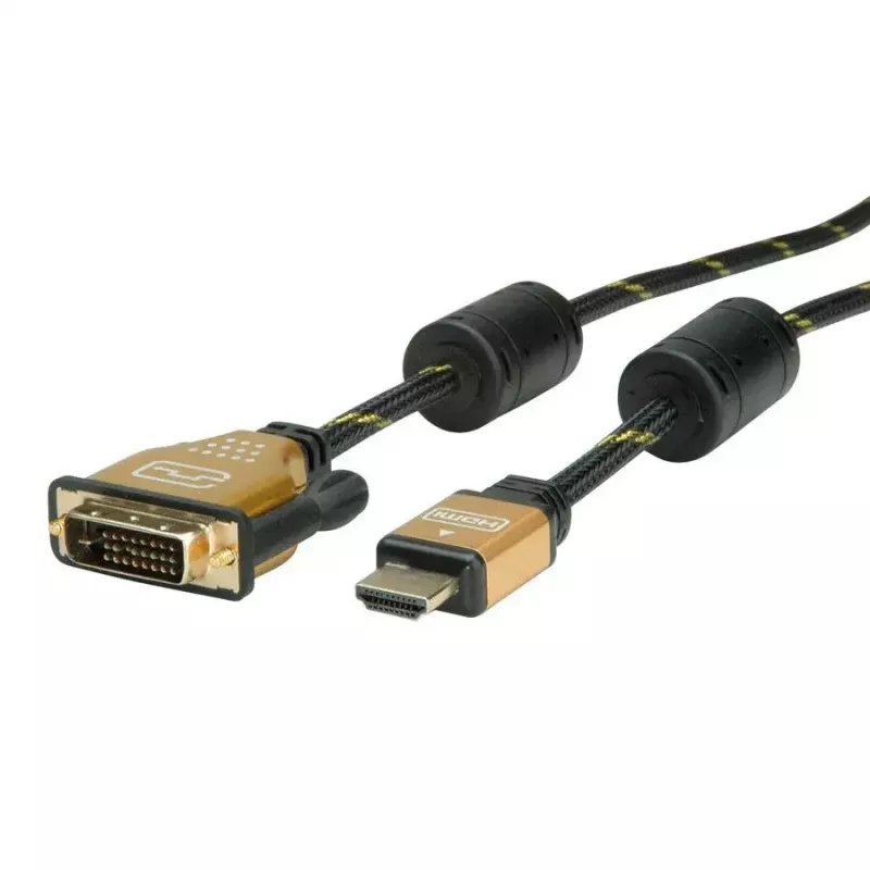 Videokábel adaptér ROLINE 11.04.5895 10 m HDMI DVI čierny zlatý