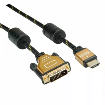 Videokábel adaptér ROLINE 11.04.5895 10 m HDMI DVI čierny zlatý