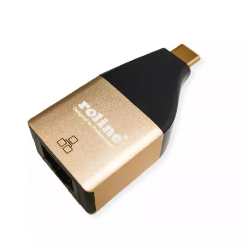 ROLINE adaptér USB Type-C na RJ-45 čierny zlatý 12.02.1111
