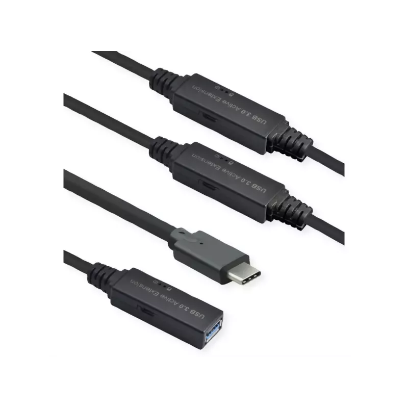 ROLINE USB kábel 12.04.1068 USB 3.2 Gen 1 20 m USB C USB A čierny