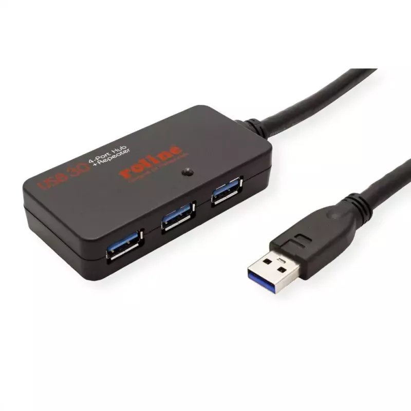 ROLINE USB 3.2 Gen 1 hub 4 porty s opakovačom čierny 10 m