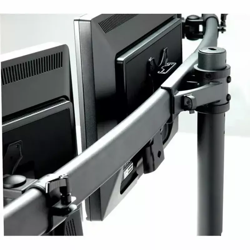 Trojité rameno na LCD VALUE stolová svorka čierna — držiak na 3 monitory, nastaviteľný