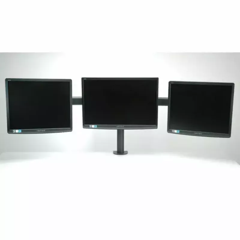 Trojité rameno na LCD VALUE stolová svorka čierna — držiak na 3 monitory, nastaviteľný