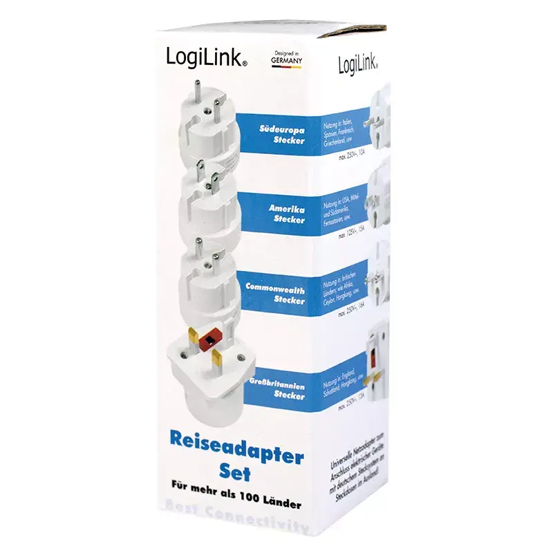 Cestovný adaptér LogiLink PA0186 biely