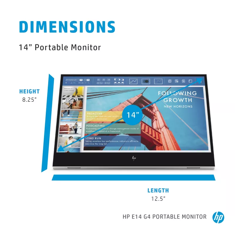 Počítačový monitor HP E-Series E14 G4 35,6 cm (14