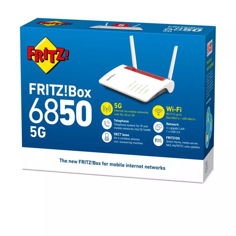 Box 6850 5G WLAN router Gigabit Ethernet dualband (2,4 GHz / 5 GHz) biely