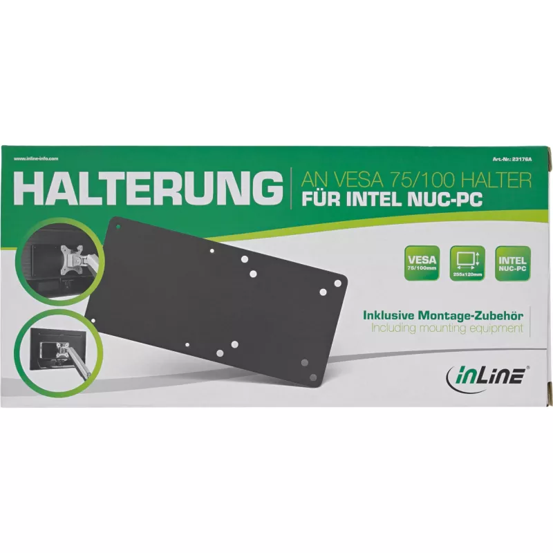 Doska na zariadenie InLine 23176A VESA 75/100 kompatibilná pre Intel NUC