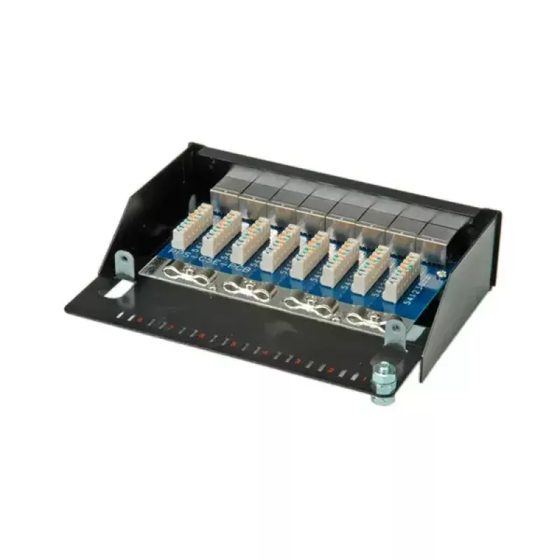 Nástenný patch panel ROLINE Cat.5e 8 portov STP čierny