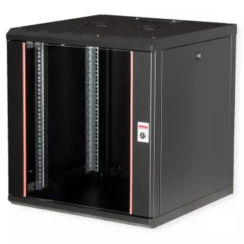 Nástenný rack ROLINE Pro 12U 19 palcov, 600x600 mm, čierna, IP20, kľúčový zámok